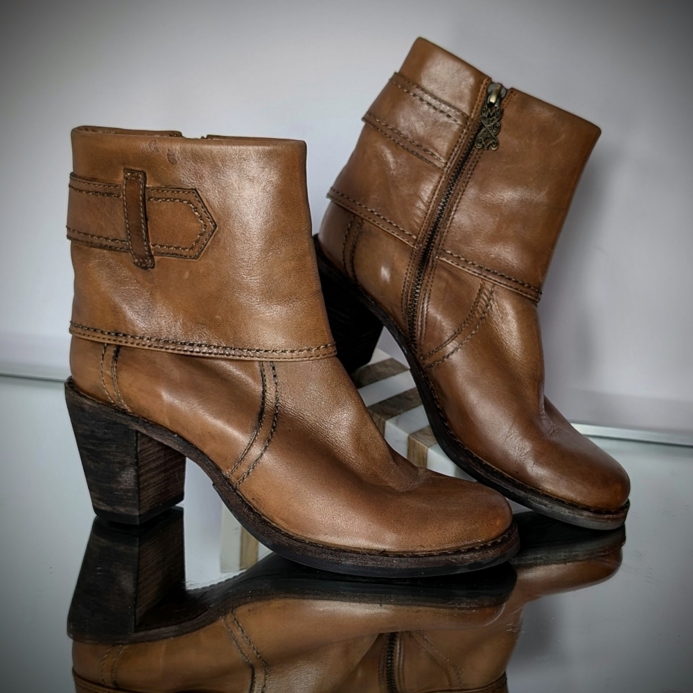 Modern Vintage Brown Leather Ankle Boots